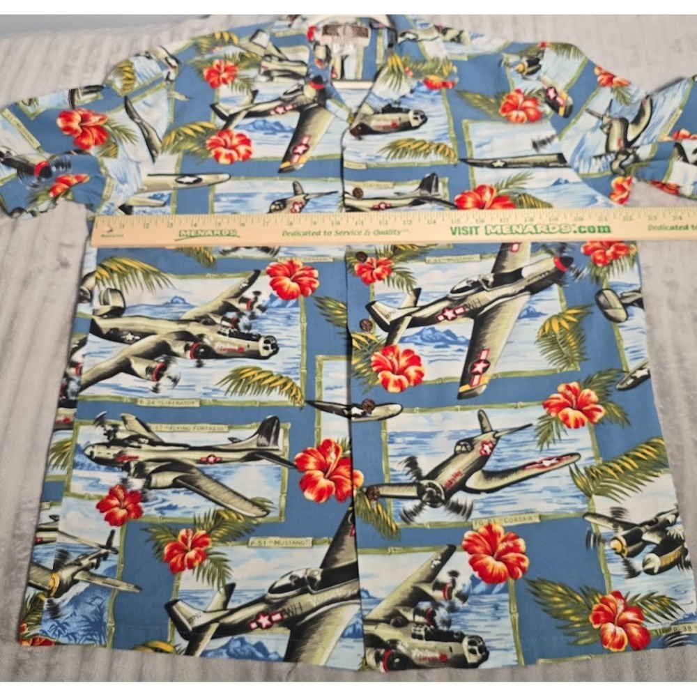 VTG Kalaheo Shirt Mens M Hawaiian Aloha Made in Hawaii USA Warbird Print Camp671 - Picture 5 of 8